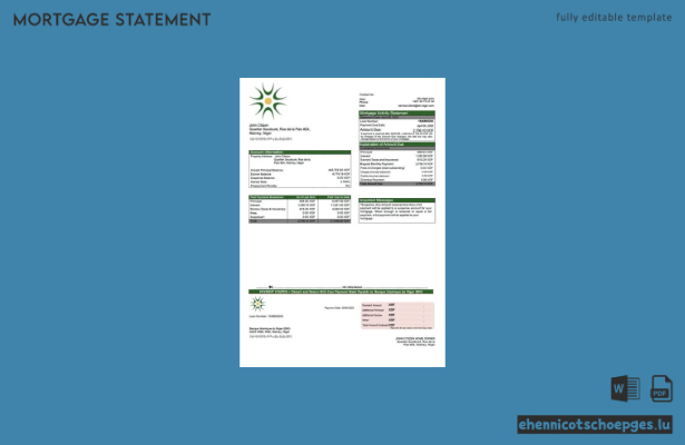 Hypothekenabrechnung der Niger Islamic Bank of Niger (BIN) (Word- und PDF-Beispielvorschau)